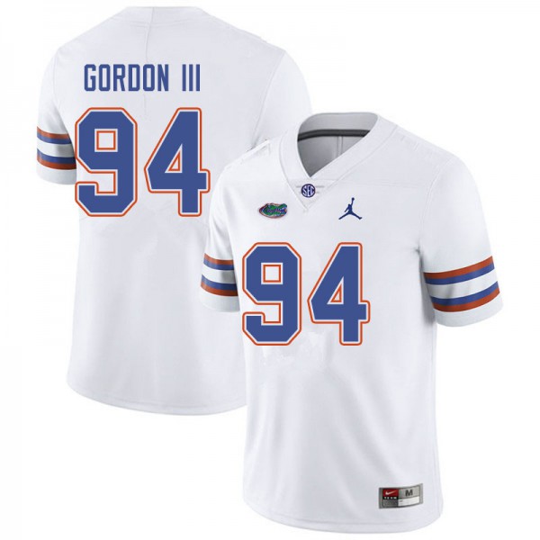 Jordan Brand Men #94 Moses Gordon III Florida Gators College Football Jersey White